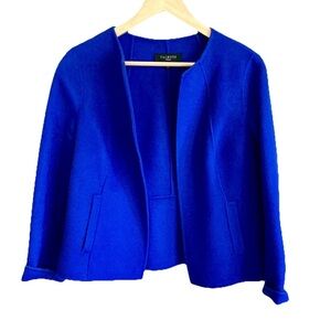 Talbots Jacket Women Petites  Royal Blue Wool Blazer Coat Double-Faced PM